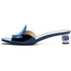imageFSJ Women Square Open Toe Heeled Sandals Comfortable Mules Crystal Low Chunky Block Heel Slides Backless Slip On Slippers Shoes Size 416 USBlue