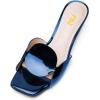 imageFSJ Women Square Open Toe Heeled Sandals Comfortable Mules Crystal Low Chunky Block Heel Slides Backless Slip On Slippers Shoes Size 416 USBlue