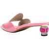 imageFSJ Women Square Open Toe Heeled Sandals Comfortable Mules Crystal Low Chunky Block Heel Slides Backless Slip On Slippers Shoes Size 416 USPink
