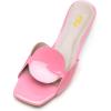 imageFSJ Women Square Open Toe Heeled Sandals Comfortable Mules Crystal Low Chunky Block Heel Slides Backless Slip On Slippers Shoes Size 416 USPink