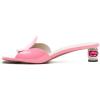 imageFSJ Women Square Open Toe Heeled Sandals Comfortable Mules Crystal Low Chunky Block Heel Slides Backless Slip On Slippers Shoes Size 416 USPink