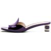 imageFSJ Women Square Open Toe Heeled Sandals Comfortable Mules Crystal Low Chunky Block Heel Slides Backless Slip On Slippers Shoes Size 416 USPurple