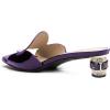 imageFSJ Women Square Open Toe Heeled Sandals Comfortable Mules Crystal Low Chunky Block Heel Slides Backless Slip On Slippers Shoes Size 416 USPurple