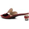 imageFSJ Women Square Open Toe Heeled Sandals Comfortable Mules Crystal Low Chunky Block Heel Slides Backless Slip On Slippers Shoes Size 416 USRed