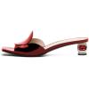 imageFSJ Women Square Open Toe Heeled Sandals Comfortable Mules Crystal Low Chunky Block Heel Slides Backless Slip On Slippers Shoes Size 416 USRed