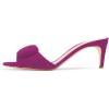imageFSJ Women Casual Peep Toe Thin Mid Heels Backless Summer Sandals Slide On Mules Shoes Size 415 USFuchsiasuede