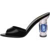 imageFSJ Women Crystal Mid Heels Clogs Mules Slip On Peep Toe Sandals Casual Slide Summer Slipper Shoes Size 415 USBlack