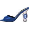 imageFSJ Women Crystal Mid Heels Clogs Mules Slip On Peep Toe Sandals Casual Slide Summer Slipper Shoes Size 415 USBlue