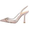 imageFSJ Women Sexy Sparkle Rhinestone Strap Clear Pumps Mid Heel Fashion Slingback Pointed Toe Thick Heeled Sandals Satin DOrsay Dress Wedding Party Shoes Size 415 USPink