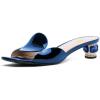 imageFSJ Women Square Open Toe Heeled Sandals Comfortable Mules Crystal Low Chunky Block Heel Slides Backless Slip On Slippers Shoes Size 416 USBlue