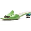 imageFSJ Women Square Open Toe Heeled Sandals Comfortable Mules Crystal Low Chunky Block Heel Slides Backless Slip On Slippers Shoes Size 416 USGreen