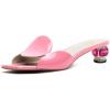 imageFSJ Women Square Open Toe Heeled Sandals Comfortable Mules Crystal Low Chunky Block Heel Slides Backless Slip On Slippers Shoes Size 416 USPink