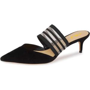 imageFSJ Women Comfortable Kitten Low Heels Sandals Mesh Slip On Mules Pumps Fashion Summer Daily Shoes Size 415 USBlack
