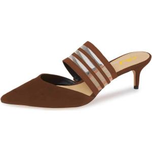 imageFSJ Women Comfortable Kitten Low Heels Sandals Mesh Slip On Mules Pumps Fashion Summer Daily Shoes Size 415 USBrown