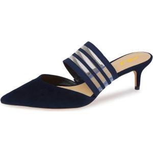 imageFSJ Women Comfortable Kitten Low Heels Sandals Mesh Slip On Mules Pumps Fashion Summer Daily Shoes Size 415 USNavy