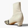 imageFSJ Women Low Chunky Heel Ankle Boots Square Toe Side Zipper Soft Stretch Sock Booties Comfy Casual Party Shoes Size 416 USBeige Snakeskin