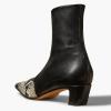 imageFSJ Women Low Chunky Heel Ankle Boots Square Toe Side Zipper Soft Stretch Sock Booties Comfy Casual Party Shoes Size 416 USBlack Snakeskin