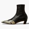 imageFSJ Women Low Chunky Heel Ankle Boots Square Toe Side Zipper Soft Stretch Sock Booties Comfy Casual Party Shoes Size 416 USBlack Snakeskin