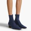 imageFSJ Women Low Chunky Heel Ankle Boots Square Toe Side Zipper Soft Stretch Sock Booties Comfy Casual Party Shoes Size 416 USBlue