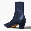 imageFSJ Women Low Chunky Heel Ankle Boots Square Toe Side Zipper Soft Stretch Sock Booties Comfy Casual Party Shoes Size 416 USBlue