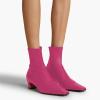 imageFSJ Women Low Chunky Heel Ankle Boots Square Toe Side Zipper Soft Stretch Sock Booties Comfy Casual Party Shoes Size 416 USHot Pink