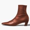 imageFSJ Women Low Chunky Heel Ankle Boots Square Toe Side Zipper Soft Stretch Sock Booties Comfy Casual Party Shoes Size 416 USPeru