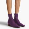 imageFSJ Women Low Chunky Heel Ankle Boots Square Toe Side Zipper Soft Stretch Sock Booties Comfy Casual Party Shoes Size 416 USPurple