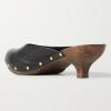 imageFSJ Women Retro Round Closed Toe Mules Wooden Kitten Heel Trendy Studded Slide Sandals Vintage Dressy Pumps Shoes Size 416 USBlack
