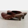 imageFSJ Women Retro Round Closed Toe Mules Wooden Kitten Heel Trendy Studded Slide Sandals Vintage Dressy Pumps Shoes Size 416 USBurgundy