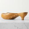 imageFSJ Women Retro Round Closed Toe Mules Wooden Kitten Heel Trendy Studded Slide Sandals Vintage Dressy Pumps Shoes Size 416 USPeru