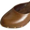 imageFSJ Women Retro Round Closed Toe Mules Wooden Kitten Heel Trendy Studded Slide Sandals Vintage Dressy Pumps Shoes Size 416 USTan