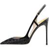 imageFSJ Women Sexy Pointed Toe DOrsay High Heel Slingback Pumps Sandals Cutout Strappy Stiletto Slip On Formal Shoes Size 415 USBlack Glitter