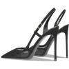 imageFSJ Women Sexy Pointed Toe DOrsay High Heel Slingback Pumps Sandals Cutout Strappy Stiletto Slip On Formal Shoes Size 415 USBlack Mesh