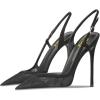 imageFSJ Women Sexy Pointed Toe DOrsay High Heel Slingback Pumps Sandals Cutout Strappy Stiletto Slip On Formal Shoes Size 415 USBlack Mesh