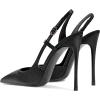 imageFSJ Women Sexy Pointed Toe DOrsay High Heel Slingback Pumps Sandals Cutout Strappy Stiletto Slip On Formal Shoes Size 415 USBlack Satin