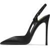 imageFSJ Women Sexy Pointed Toe DOrsay High Heel Slingback Pumps Sandals Cutout Strappy Stiletto Slip On Formal Shoes Size 415 USBlack Satin