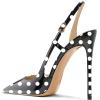 imageFSJ Women Sexy Pointed Toe DOrsay High Heel Slingback Pumps Sandals Cutout Strappy Stiletto Slip On Formal Shoes Size 415 USBlack and White Dots