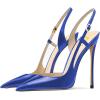 imageFSJ Women Sexy Pointed Toe DOrsay High Heel Slingback Pumps Sandals Cutout Strappy Stiletto Slip On Formal Shoes Size 415 USBlue