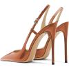 imageFSJ Women Sexy Pointed Toe DOrsay High Heel Slingback Pumps Sandals Cutout Strappy Stiletto Slip On Formal Shoes Size 415 USBrown