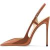 imageFSJ Women Sexy Pointed Toe DOrsay High Heel Slingback Pumps Sandals Cutout Strappy Stiletto Slip On Formal Shoes Size 415 USBrown