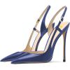 imageFSJ Women Sexy Pointed Toe DOrsay High Heel Slingback Pumps Sandals Cutout Strappy Stiletto Slip On Formal Shoes Size 415 USDark Blue