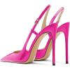 imageFSJ Women Sexy Pointed Toe DOrsay High Heel Slingback Pumps Sandals Cutout Strappy Stiletto Slip On Formal Shoes Size 415 USFuchsia