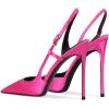 imageFSJ Women Sexy Pointed Toe DOrsay High Heel Slingback Pumps Sandals Cutout Strappy Stiletto Slip On Formal Shoes Size 415 USFuchsia Satin