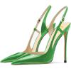 imageFSJ Women Sexy Pointed Toe DOrsay High Heel Slingback Pumps Sandals Cutout Strappy Stiletto Slip On Formal Shoes Size 415 USGreen