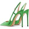 imageFSJ Women Sexy Pointed Toe DOrsay High Heel Slingback Pumps Sandals Cutout Strappy Stiletto Slip On Formal Shoes Size 415 USGreen