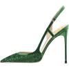 imageFSJ Women Sexy Pointed Toe DOrsay High Heel Slingback Pumps Sandals Cutout Strappy Stiletto Slip On Formal Shoes Size 415 USGreen Glitter