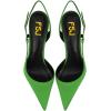 imageFSJ Women Sexy Pointed Toe DOrsay High Heel Slingback Pumps Sandals Cutout Strappy Stiletto Slip On Formal Shoes Size 415 USGreen Satin