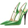 imageFSJ Women Sexy Pointed Toe DOrsay High Heel Slingback Pumps Sandals Cutout Strappy Stiletto Slip On Formal Shoes Size 415 USGreenspike