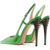 imageFSJ Women Sexy Pointed Toe DOrsay High Heel Slingback Pumps Sandals Cutout Strappy Stiletto Slip On Formal Shoes Size 415 USGreenspike