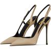 imageFSJ Women Sexy Pointed Toe DOrsay High Heel Slingback Pumps Sandals Cutout Strappy Stiletto Slip On Formal Shoes Size 415 USLightkhaki Satin